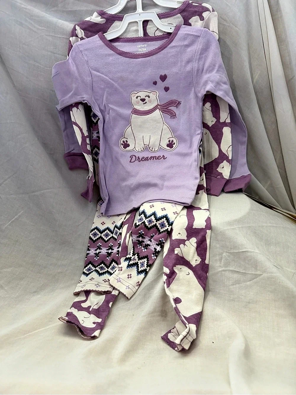 Carter's Animal Print Pajama Set Purple & White Baby 3T NWT